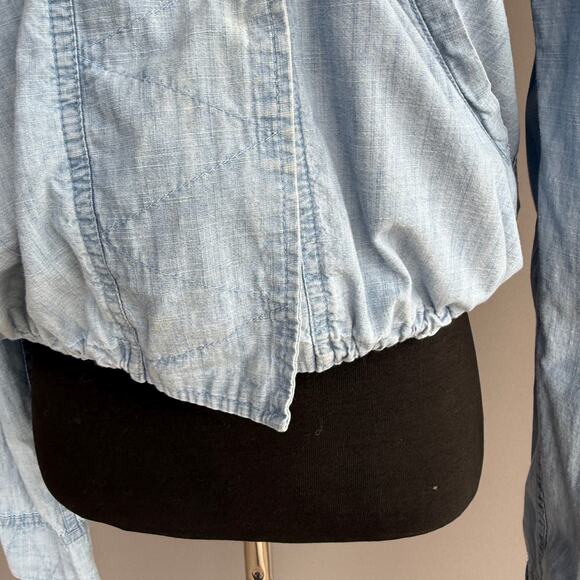 Womens Jack chambray jacket - blue - hooded - zip up - denim - cotton - size M - Picture 4 of 12